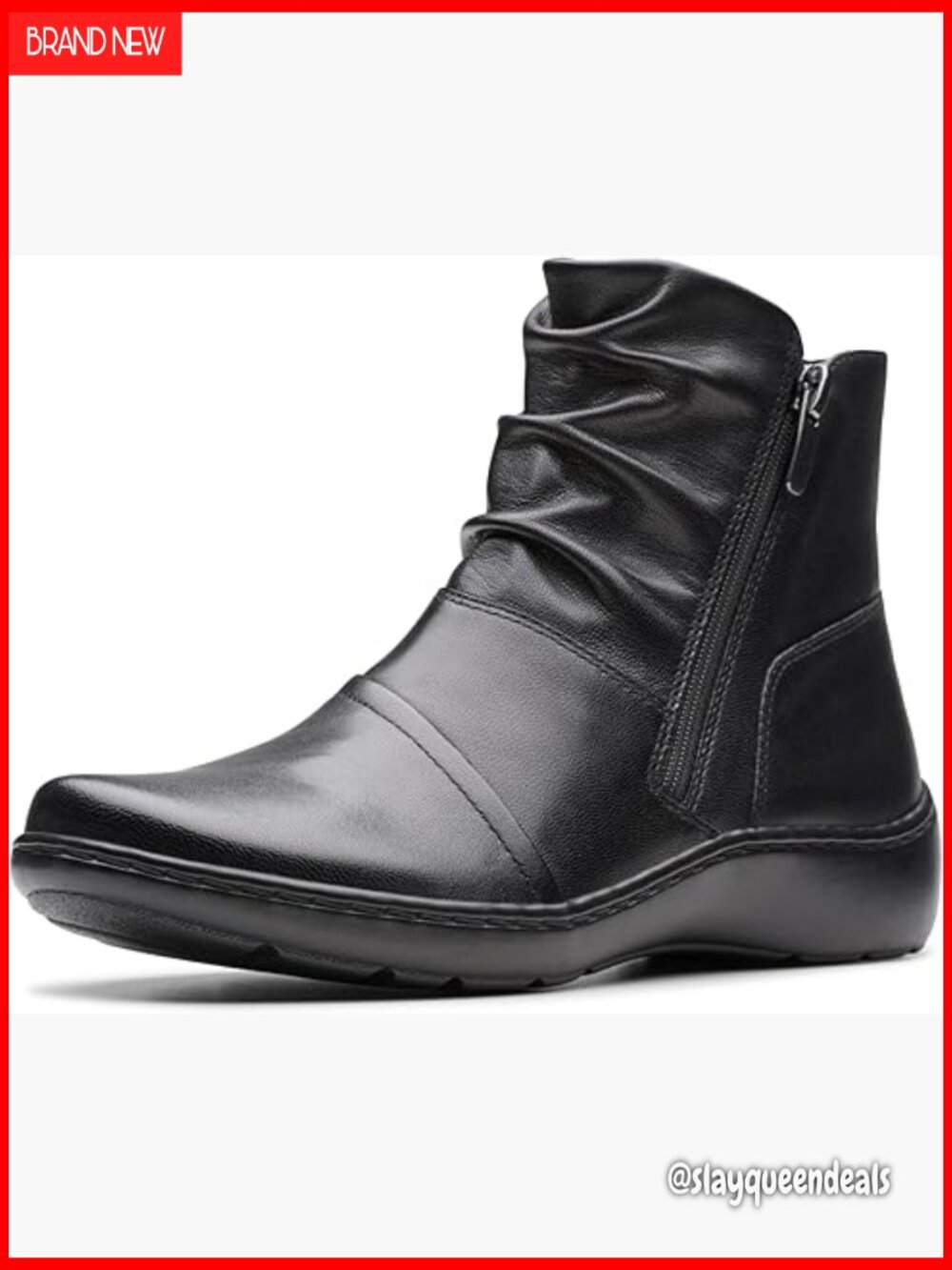 Leather Ankle Boots with Cushion Footbed, Zipper Closure, Casual Style